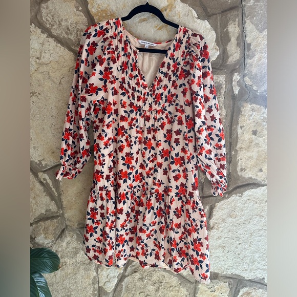 Elizabeth and James Pintuck Bib Dress Sz Med Floral Print Fall Dress - Picture 4 of 4